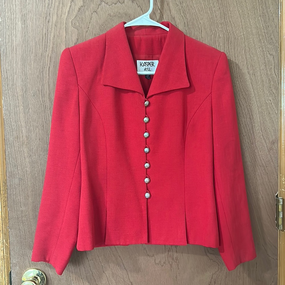 Kasper A.S.L. Petite Size 6P Red Jacket and Skirt